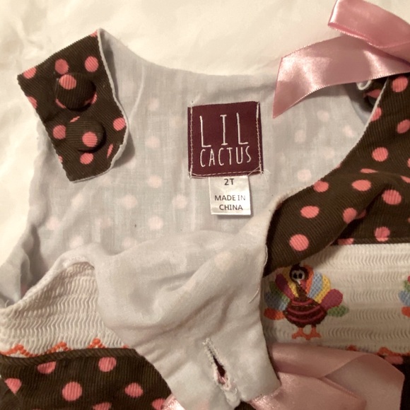 LIL CATUS, 2T polka dot corduroy, smocked turkeys - Picture 4 of 4